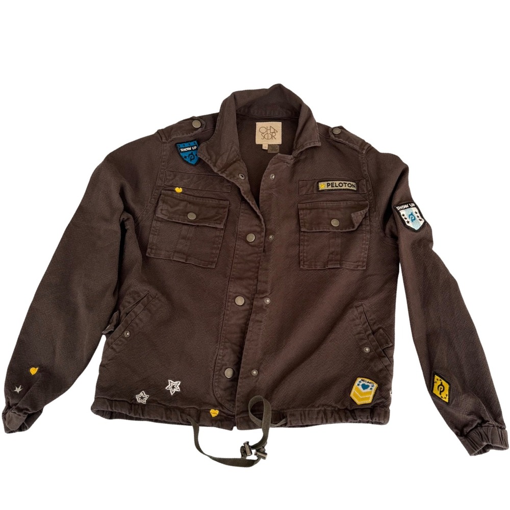 Chaser x Peloton Brown Utility Military Jacket Patches Women Small